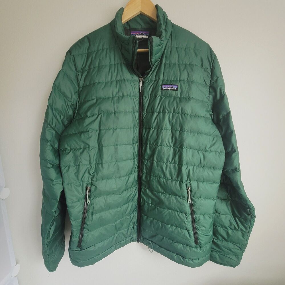 Patagonia Nano Puff Mens Green Quilted Full Zip Puffer Jacket Size L
